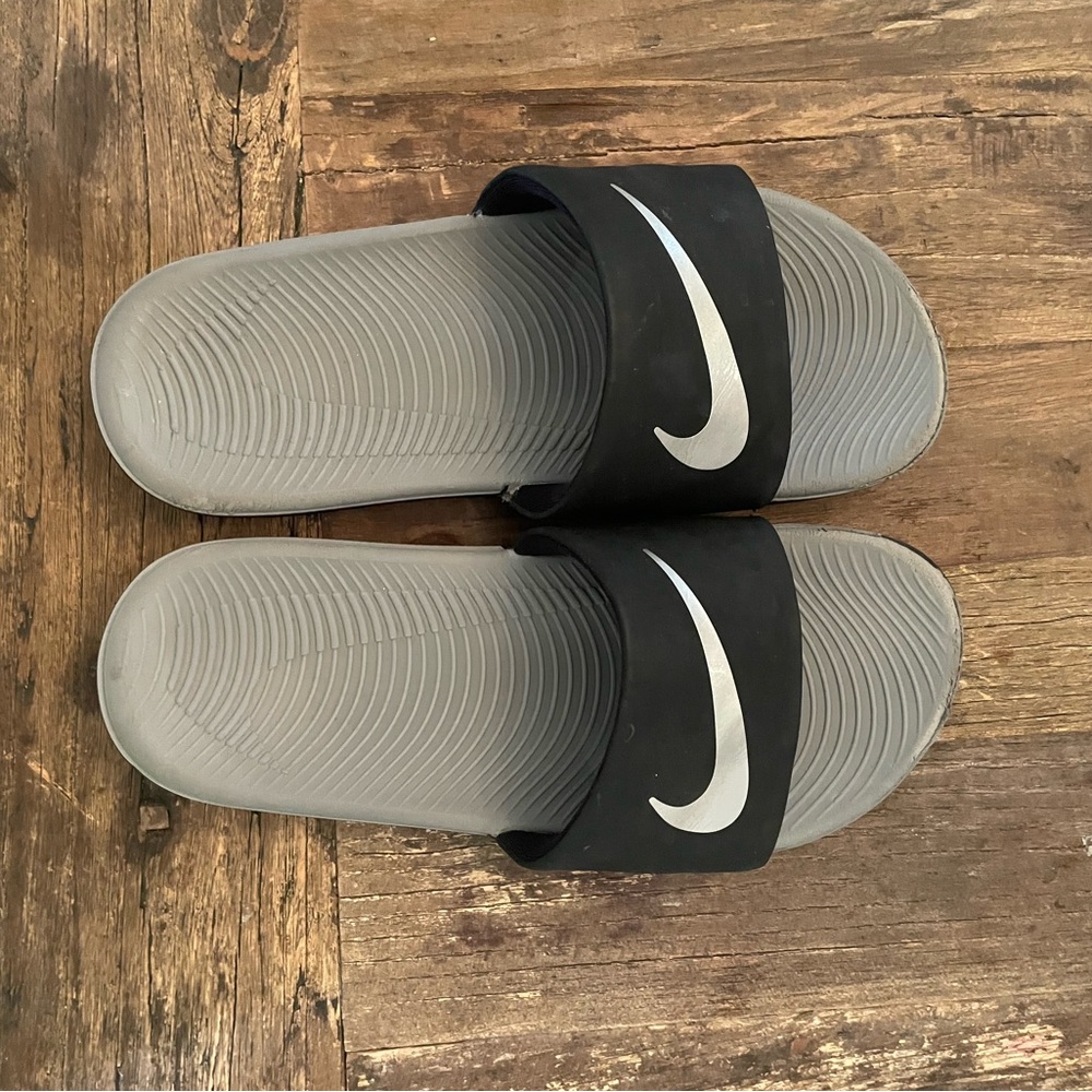 Nike Black and Gray Kids Slides